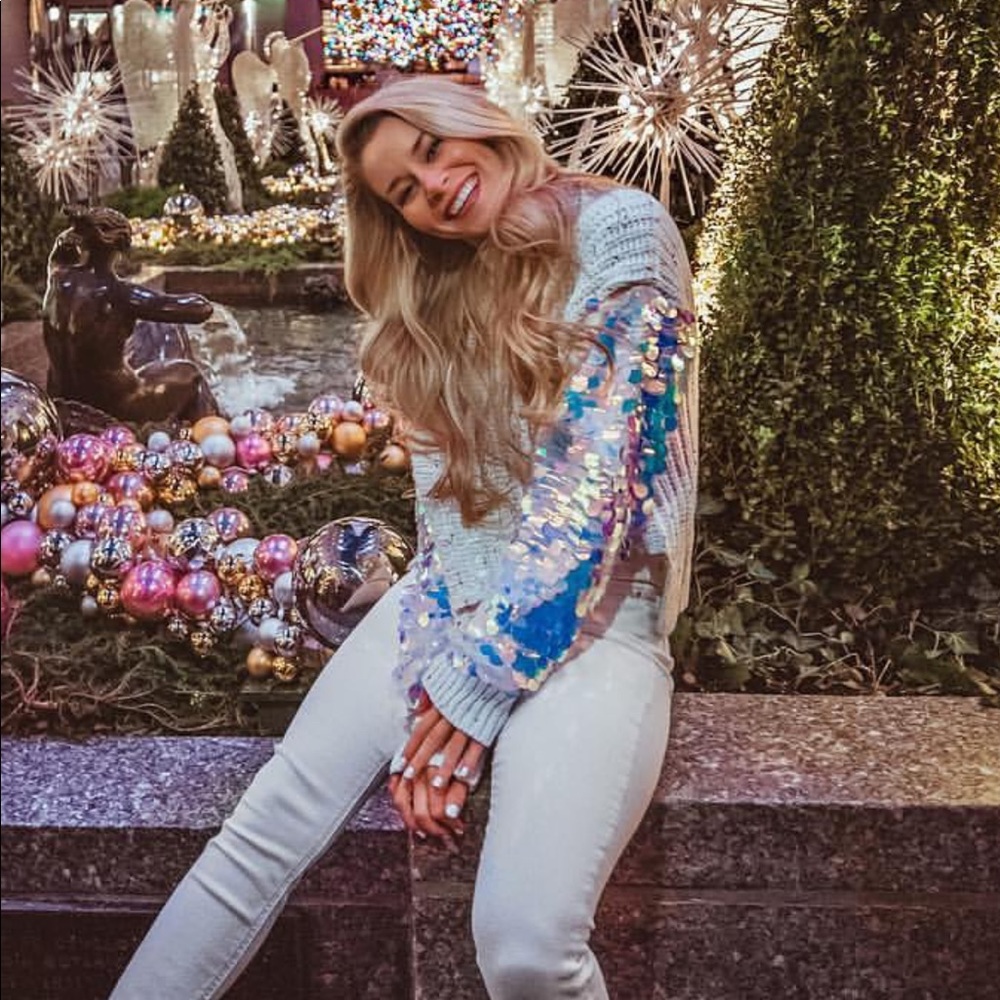 Sequin Sleeve Sweater